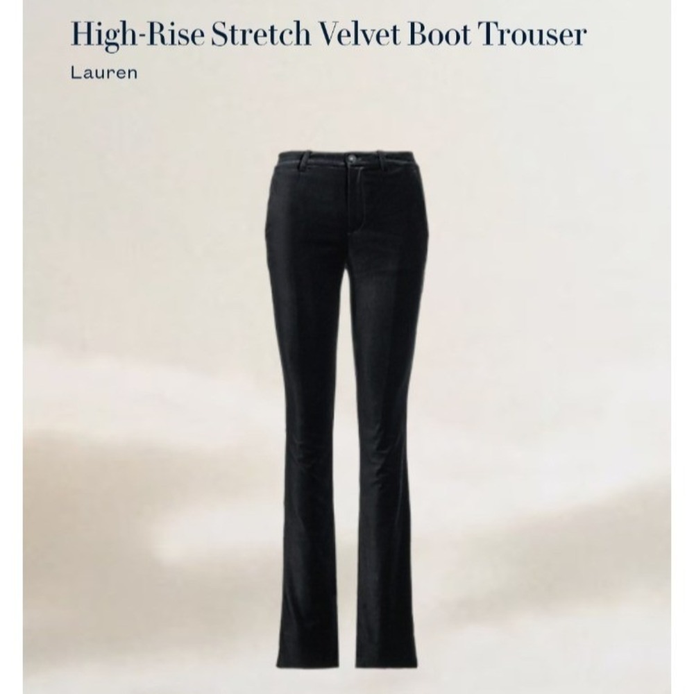 Lauren Ralph Lauren Black‎ Label High Rise Stretch Velvet  Trouser SIZE 4 Black - Picture 4 of 16